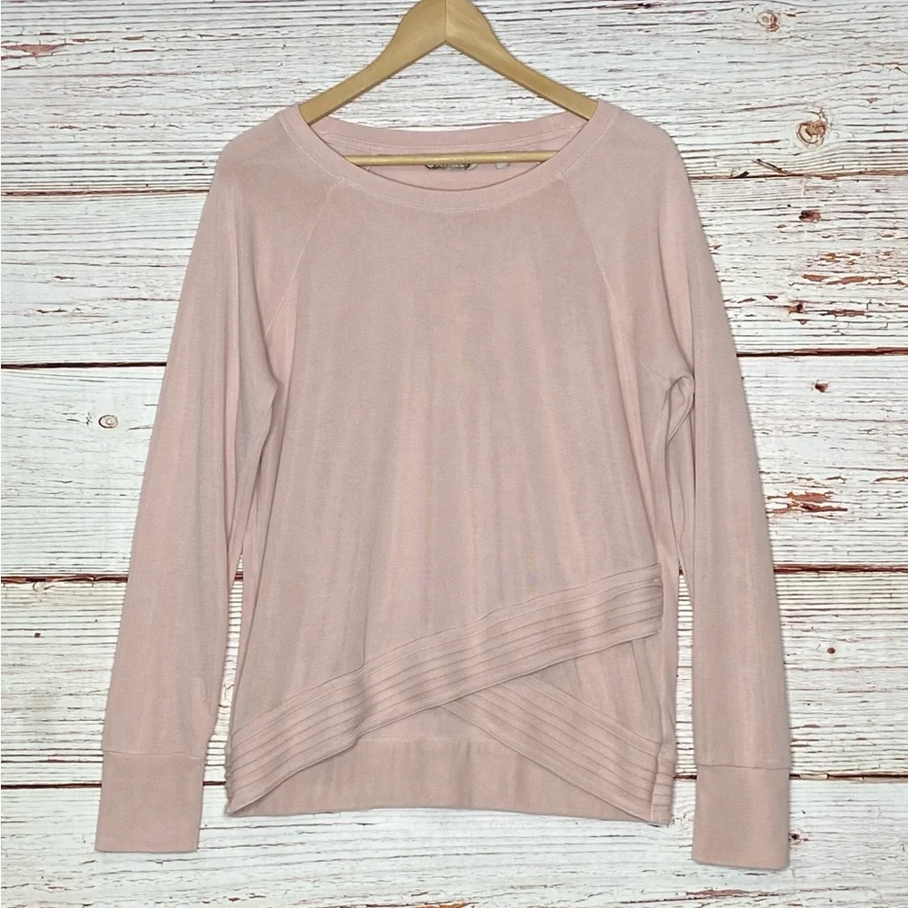 Athleta Serenity Criss Cross Sweatshirt in Soft Pink Sz M - Picture 3 of 12